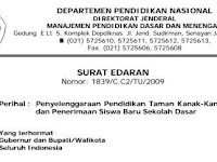 Surat Edaran Mandikdasmen No. 1839/C.C2/TU/2009 