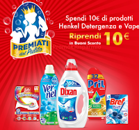 Con Henkel Detergenza e Vape Spendi e Riprendi 10€ in buoni sconto Logo Con Henkel Detergenza e Vape Spendi e Riprendi 10€ in buoni sconto