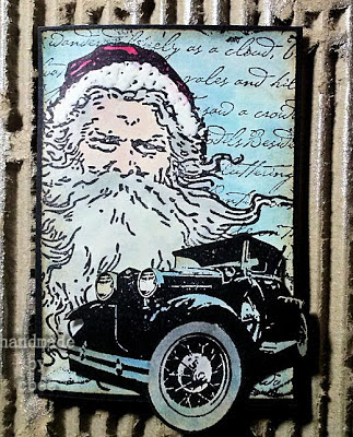 Visible Image Christmas stamps vintage santa car