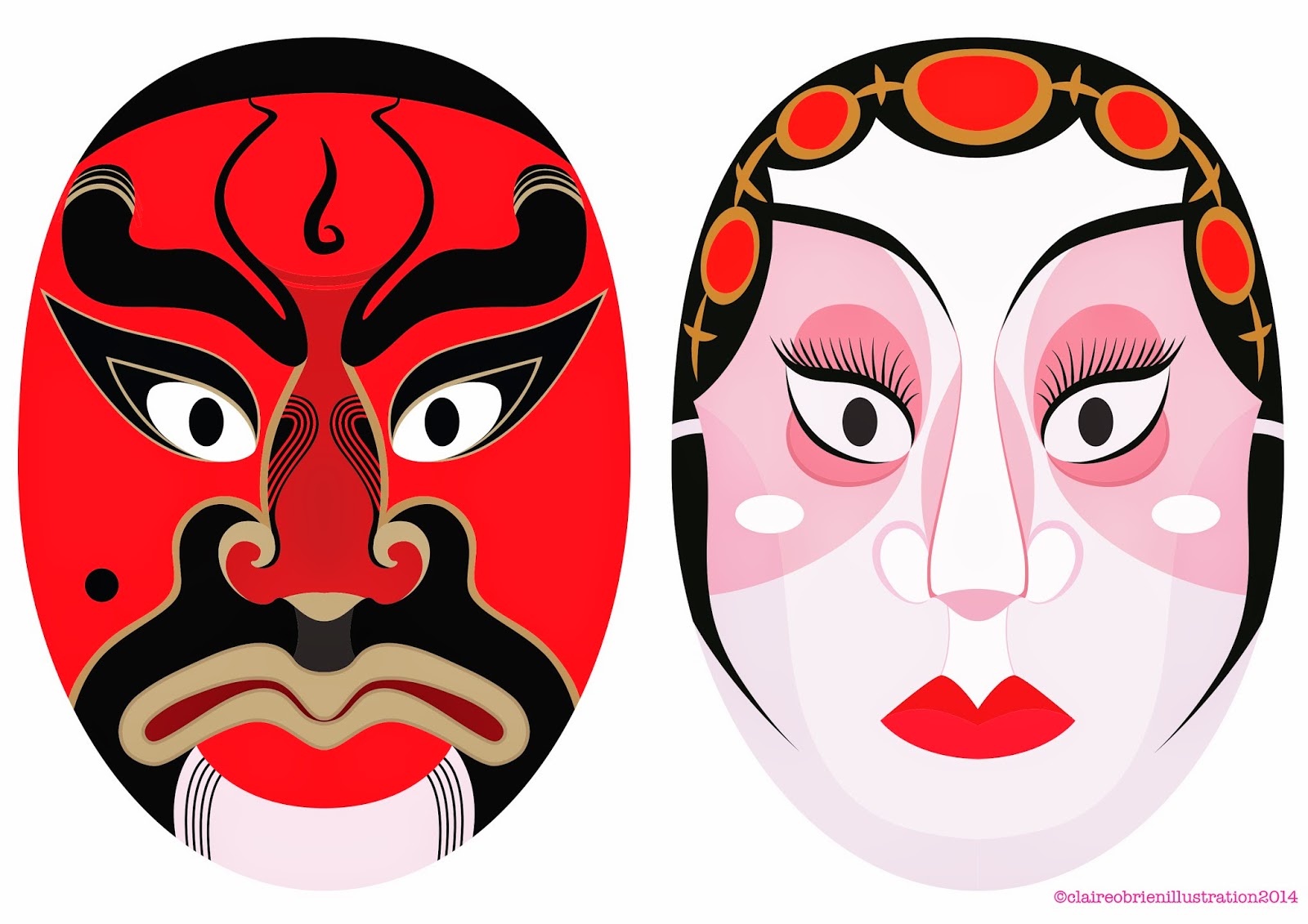 More Chinese Opera Masks Claire O'Brien Illustration