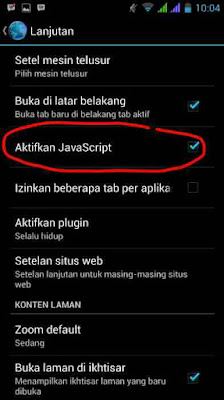 Cara Mengaktifkan Javascript di browser Hp Android Cara Mengaktifkan Javascript di browser Hp Android