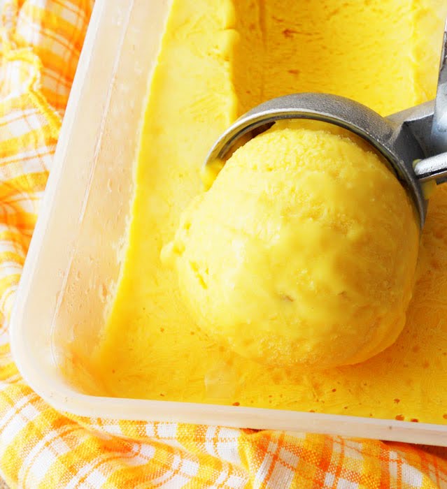 Homemade Fresh Mango Ice Cream...step by step.