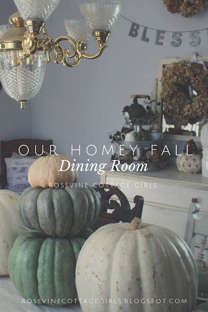 Neutral Fall Dining Room Decor | Homey Fall Dining Room | Decorations for fall | Rosevinecottagegirls.com