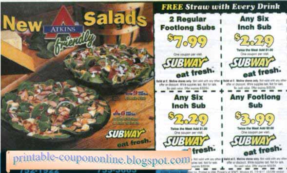 Subway sandwich coupons april 2019