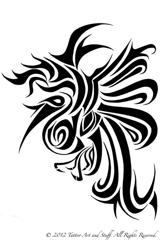Black and white color phoenix tattoos