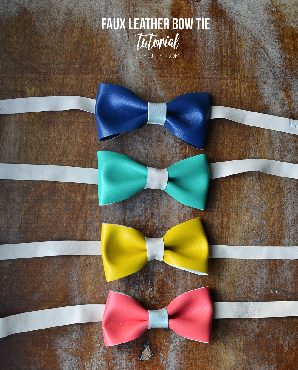 bright and colorful faux leather bow tie tutorial sisters what bow tie template