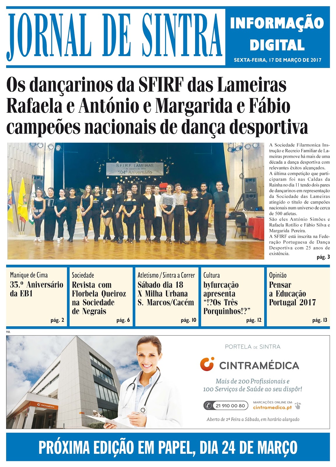 Capa da edição de 17-03-2017 Capa da edição de 17-03-2017