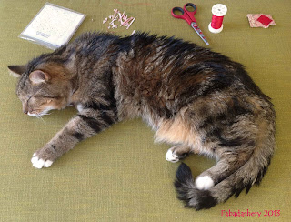 Cat Helps with Patchwork and Quilting