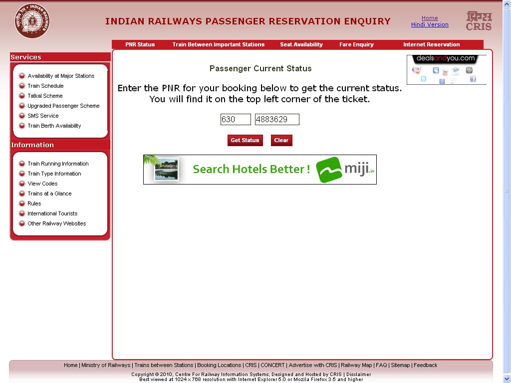 Latest Technology Info How To Find The Pnr Status Of Railway Ticket