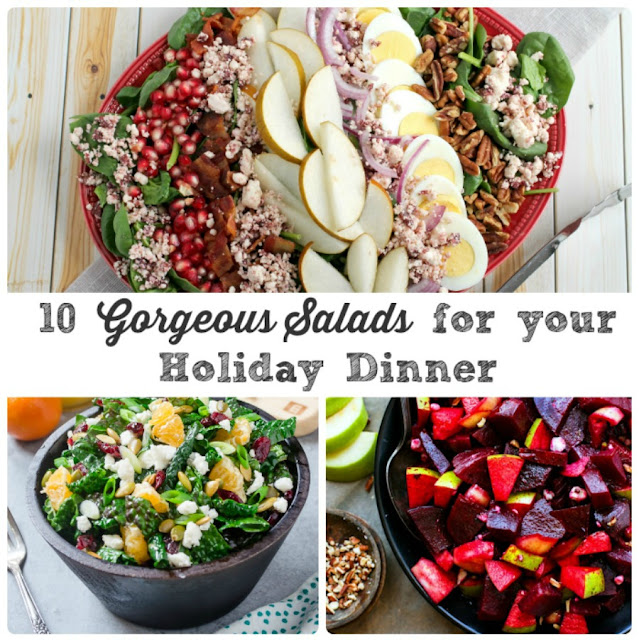 Brimming with seasonal fruits & veggies, these 10 Gorgeous Salads for Your Holiday Dinner will be a bright & fresh addition to your holiday dinner table.