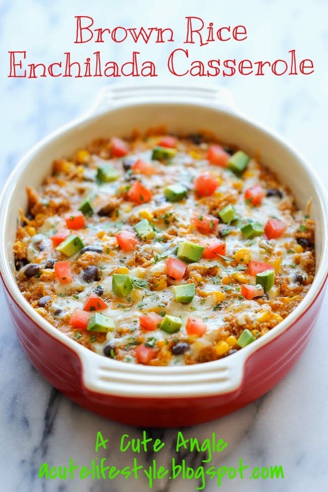 Brown Rice Enchilada Casserole (Vegeterian!) A Cute Angle