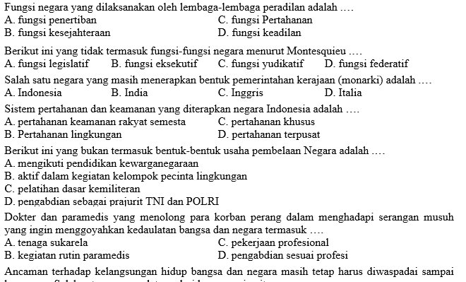 Kisi Kisi Soal Dan Jawaban Pkn Smp Kelas 9 Semester Ganjil Didno76 Com