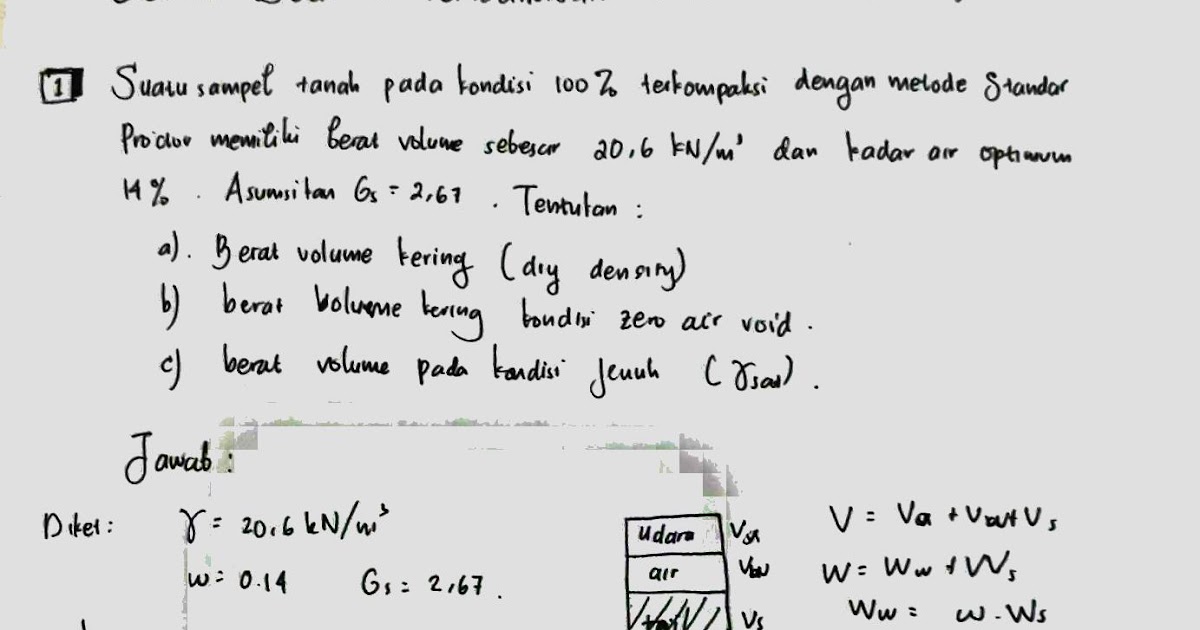 Contoh Soal Dan Jawaban Mekanika Tanah 1 Contoh Soal Terbaru Contoh Soal Dan Jawaban Mekanika Tanah 1 Contoh Soal Terbaru