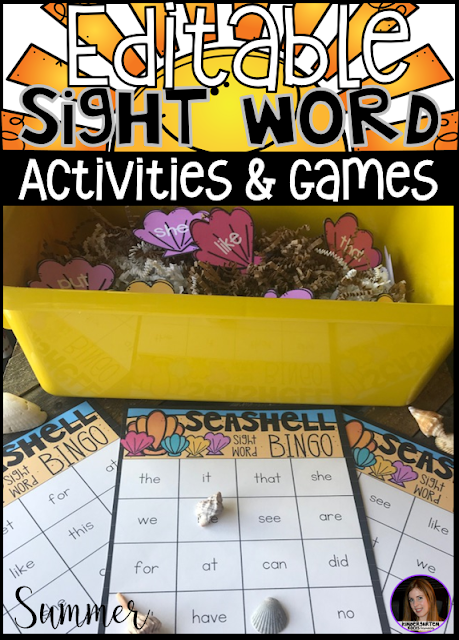 Are you looking for summer themed sight word activities, printables and games that you can change to meet the needs of your kindergarten and/or first grade children? Then, you will love Summer Editable Sight Words Printables, Activities and Games. Type in 20 sight words on one list and they will spread throughout all of the activities.