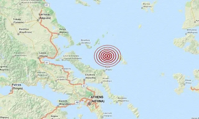 Σεισμός 3,4 Ρίχτερ στις Βόρειες Σποράδες και 70χλμ. βορειοανατολικά της Χαλκίδας (ΦΩΤΟ)