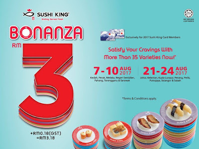 Sushi King Bonanza RM3 Plate Discount Promo August 2017