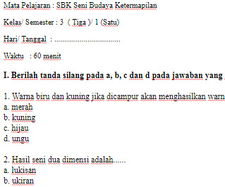 Soal Uas Pjok Kelas 3 Sd Semester 1 Terbaru