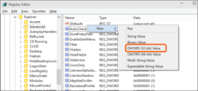 DWORD (32-BIT) Value Select DWORD (32-BIT) Value Select