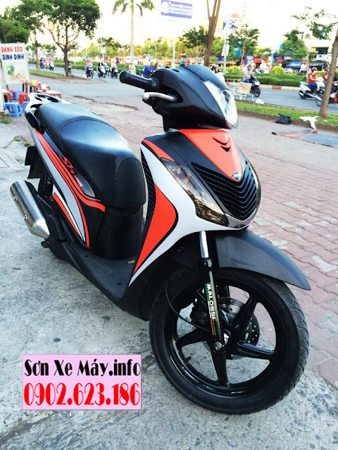 Sơn phối màu Honda SH cam trắng đen nhám