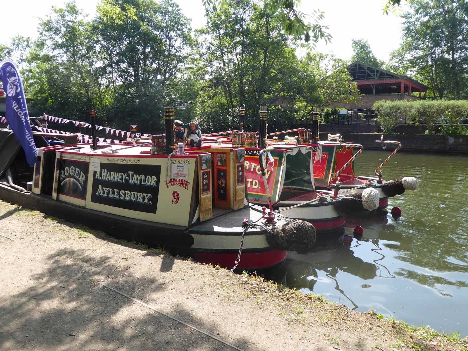 Narrow Boats SICKLE and FLAMINGO Boats at the Rickmansworth Festival.