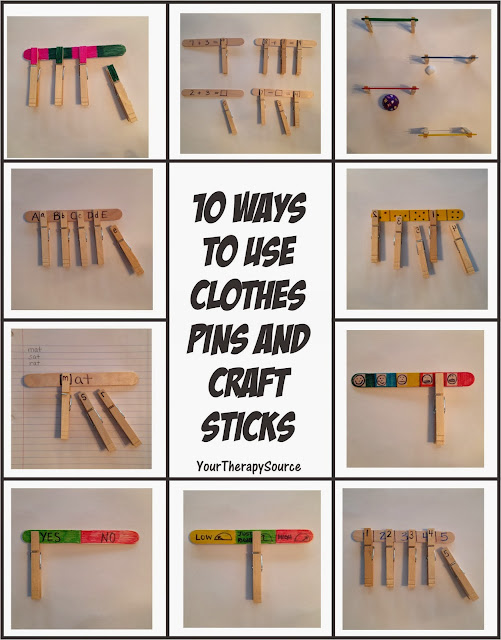 10 Ways to Use Clothes Pins with Craft Sticks - Your Therapy Source