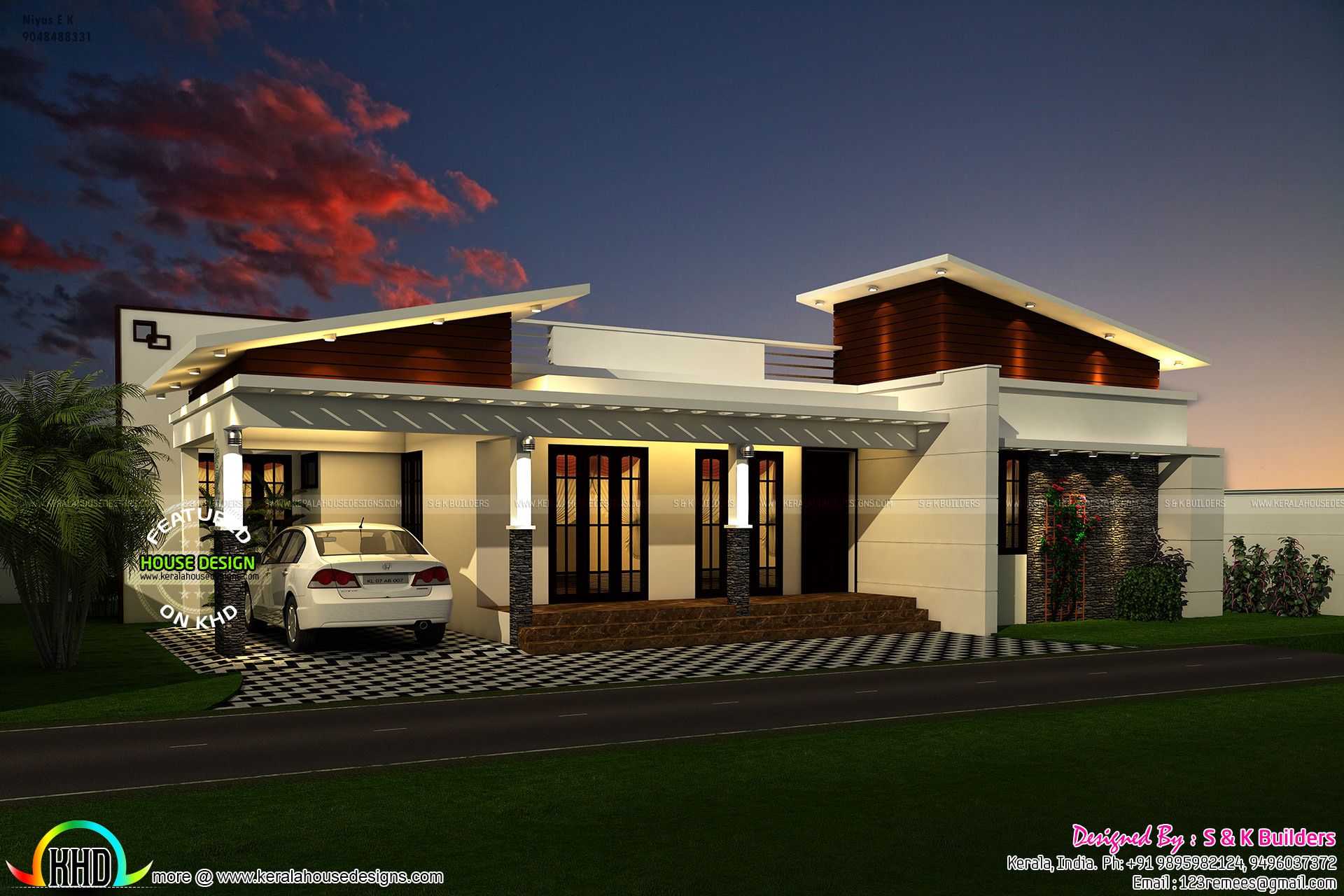 Contemporary Look Single Floor 1200 Sq ft Kerala Home Design And 