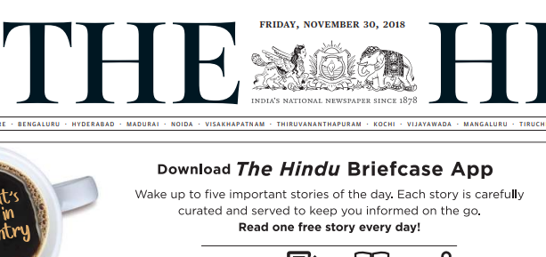 The Hindu ePaper Download 30th November 2018