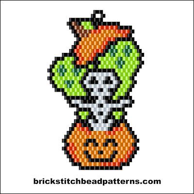 Click for a larger image of the Spooks in my Pumpkin Halloween brick stitch bead pattern color chart.