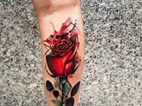 Rose Tattoo Design For Girl Legs