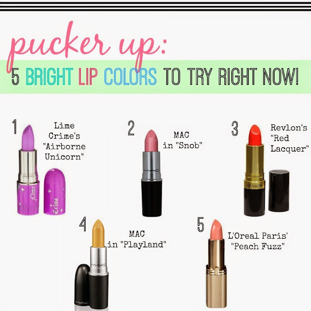 Pucker Up: 5 Bright Lip Colors To Try Today!  via www.productreviewmom.com