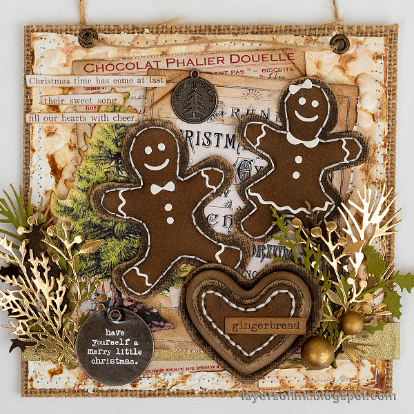 Layers of ink - Gingerbread Dance Tutorial by Anna-Karin Evaldsson. Made with Sizzix dies by Tim Holtz.