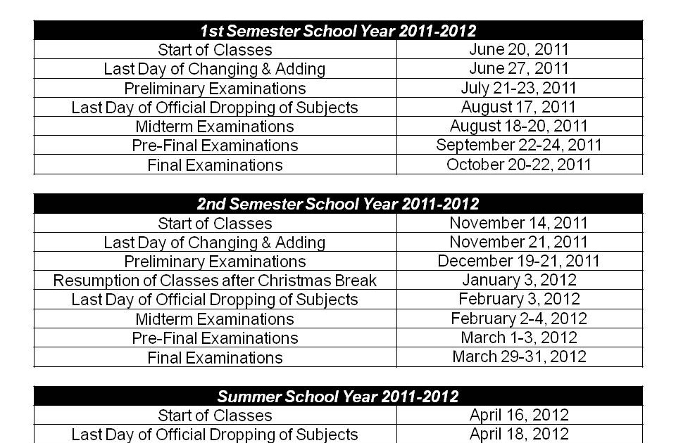 ABE Tacloban: Academic Calendar for School Year 2011 2012