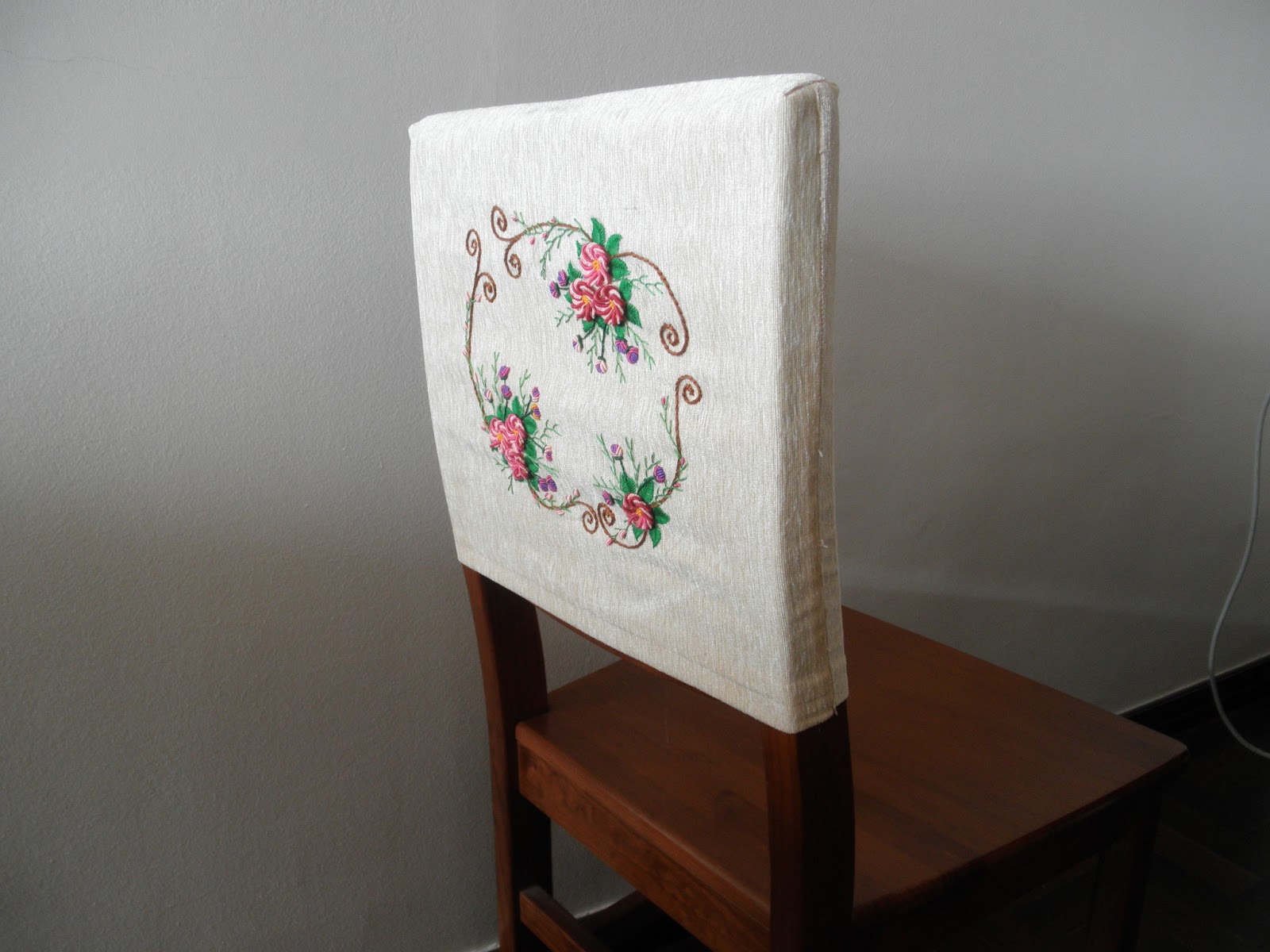 Embroidery Hyacinth Embroidered Chair Back Cover
