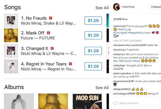 Nicki Miniaj's new diss tracks are already NOs 1,3 & 4 on the charts