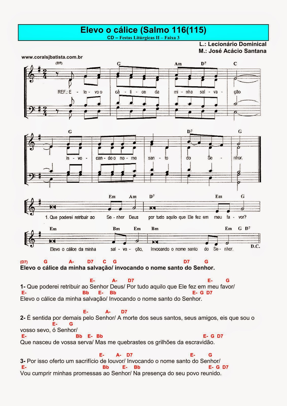 Cantos para Missa Missa do dia 31/05/2018 Solenidade do Santíssimo