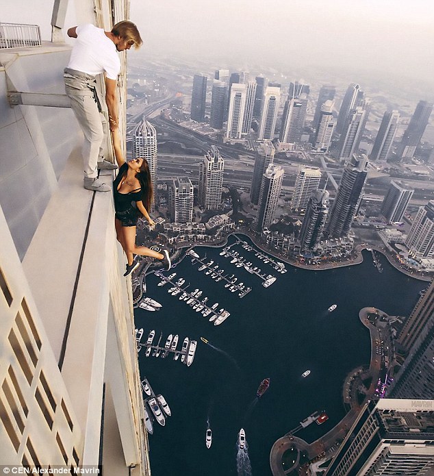 OMG!! Instagram Queen Risks Life To Take A Perfect Shot From Dubai Skyscraper (Photos)