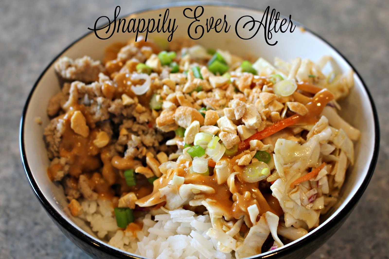 Snappily Ever After Hoisin Stir Fry Rice Bowls with Peanut Sauce