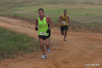 With about a kilometer left in the 2011 Trash Dash 5K, #1805 Brian Corbin opens a gap on #1781 Dustin Rhodes. Brian Corbin