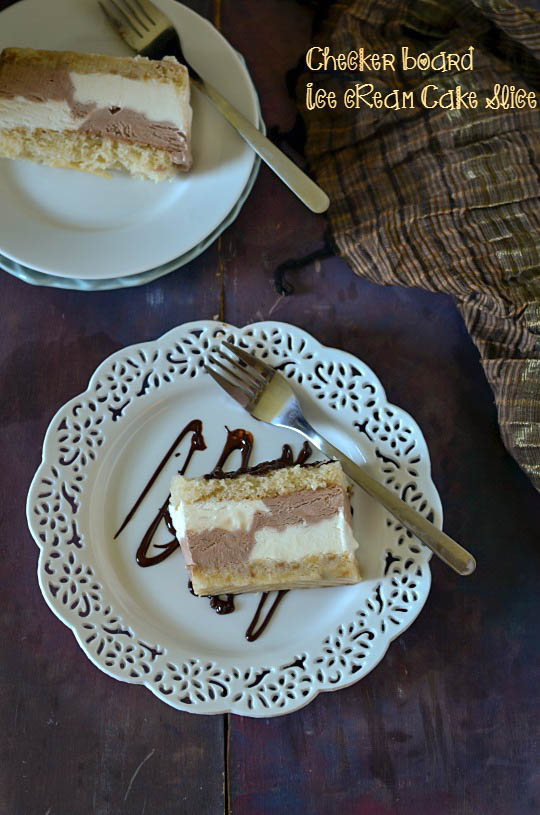 Checker Board Ice Cream Cake Slice