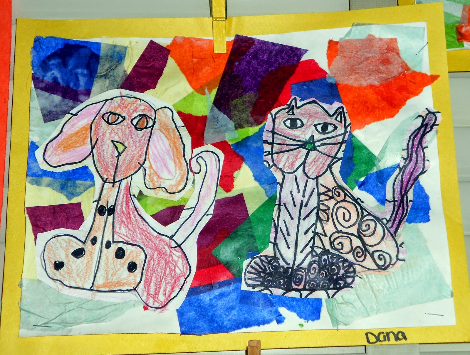 Last Project Post of the School Year...Laurel Burch Cats and Dogs ...