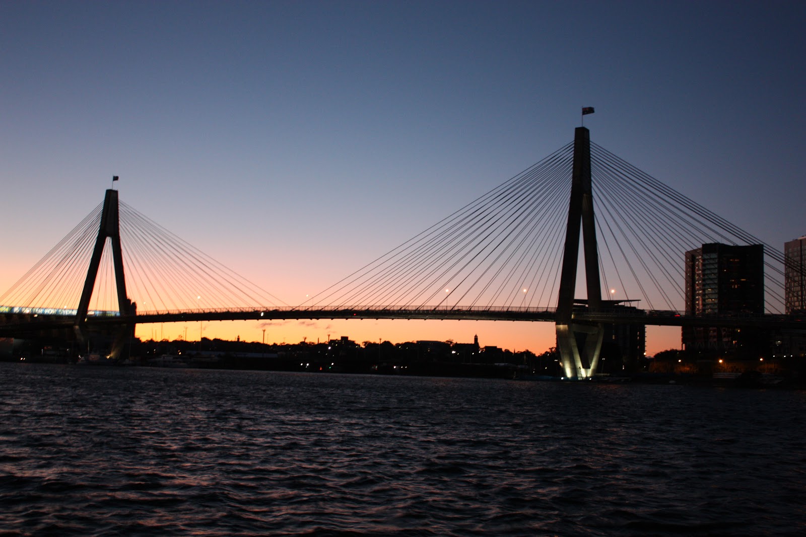 Sydney - City and Suburbs: Anzac Bridge, sunset