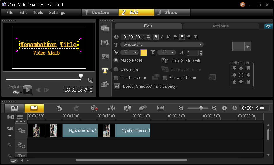 Menambahkan Title Video Pada Corel Video Studio 4