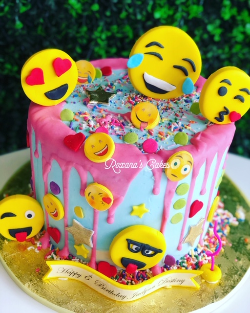 Baking with Roxana's Cakes Birthday Cake Emoji themed