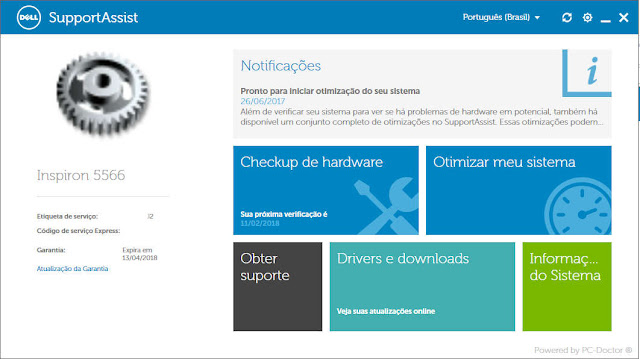 Tela inicial do SupportAssist Dell Como usar o aplicativo de suporte da Dell