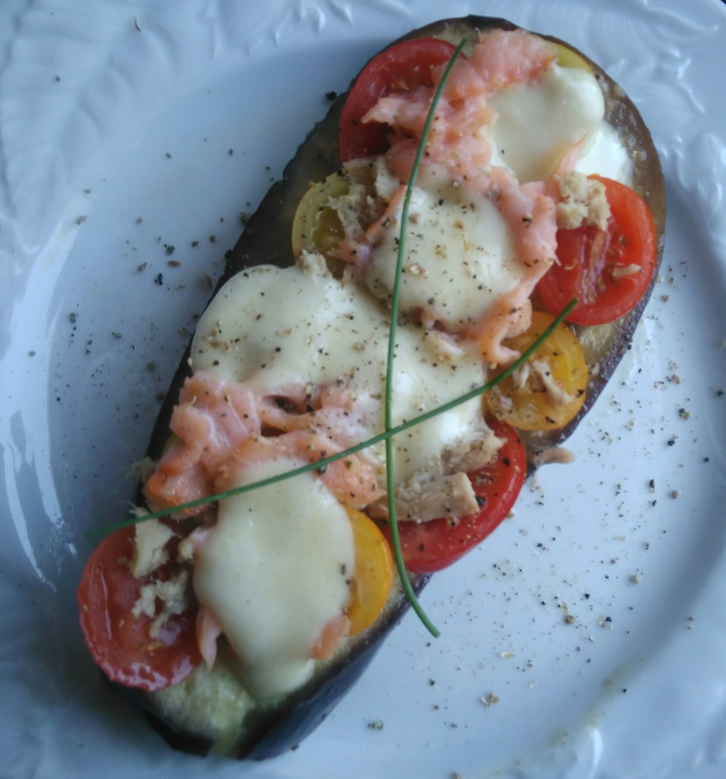 Aubergine saumon fumé façon pizza