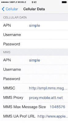 Simple Mobile APN Settings for iPhone 6 Simple Mobile APN Settings for iPhone 6