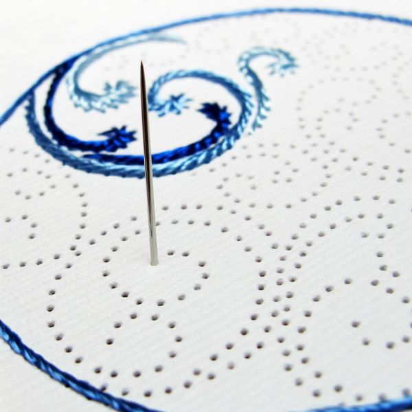 stitching on perforated paper