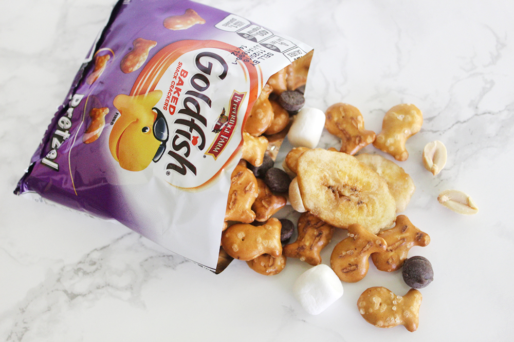 Southern Mom Loves Banana Rocky Road Pretzel Goldfish Snack Mix Recipe