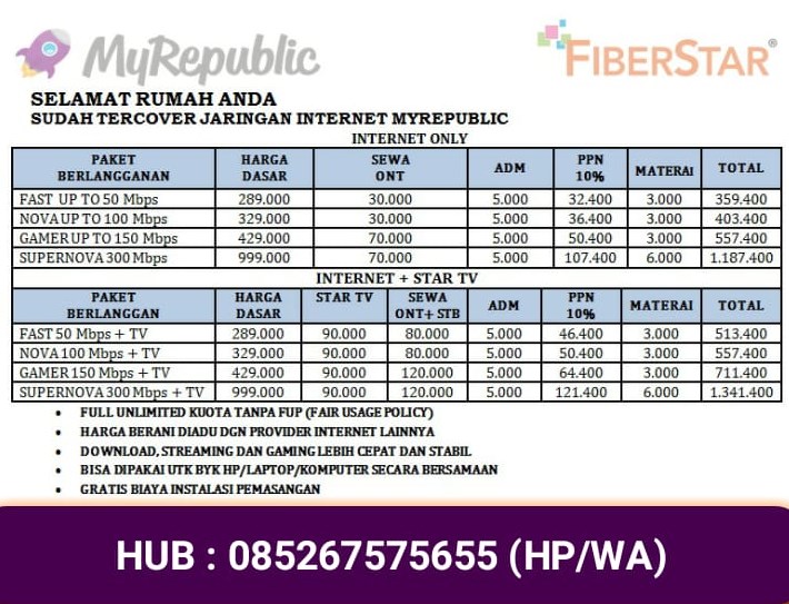 Dy 7 Pasang Internet Myrepublic Palembang Fiberstar