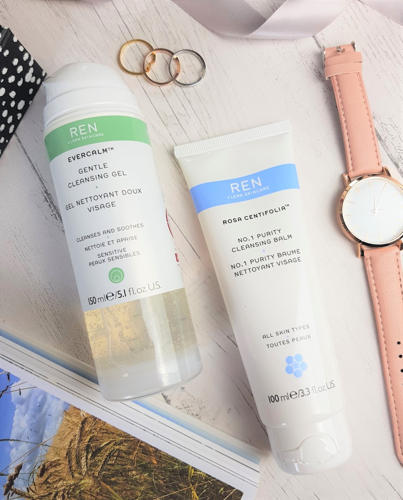 REN Skincare Evercalm Gentle Cleansing Gel and Rosa Centifolia No.1 Purity Cleansing Balm REN Skincare Evercalm Gentle Cleansing Gel and Rosa Centifolia No.1 Purity Cleansing Balm